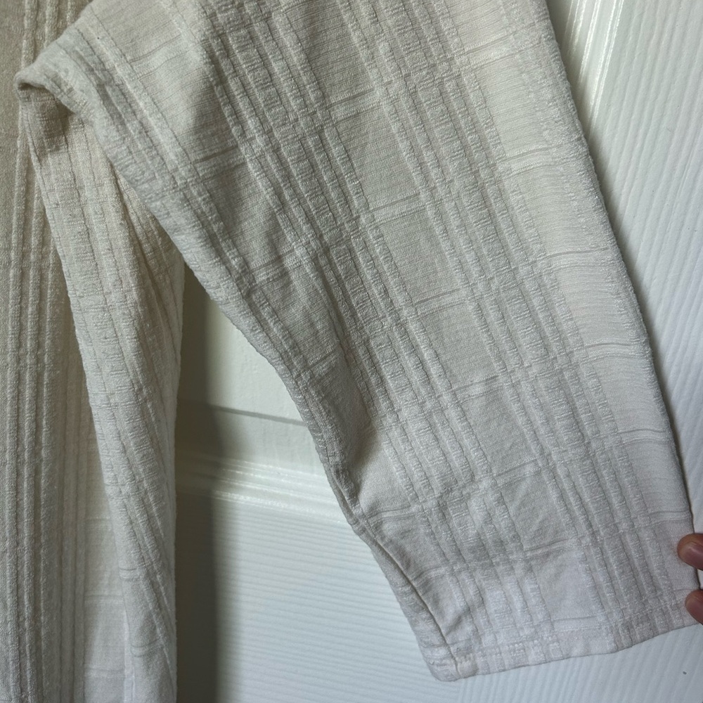 J. Jill Ivory Textured 3/4 Sleeve Boat Neck Tunic Blouse Size Large - Picture 9 of 15
